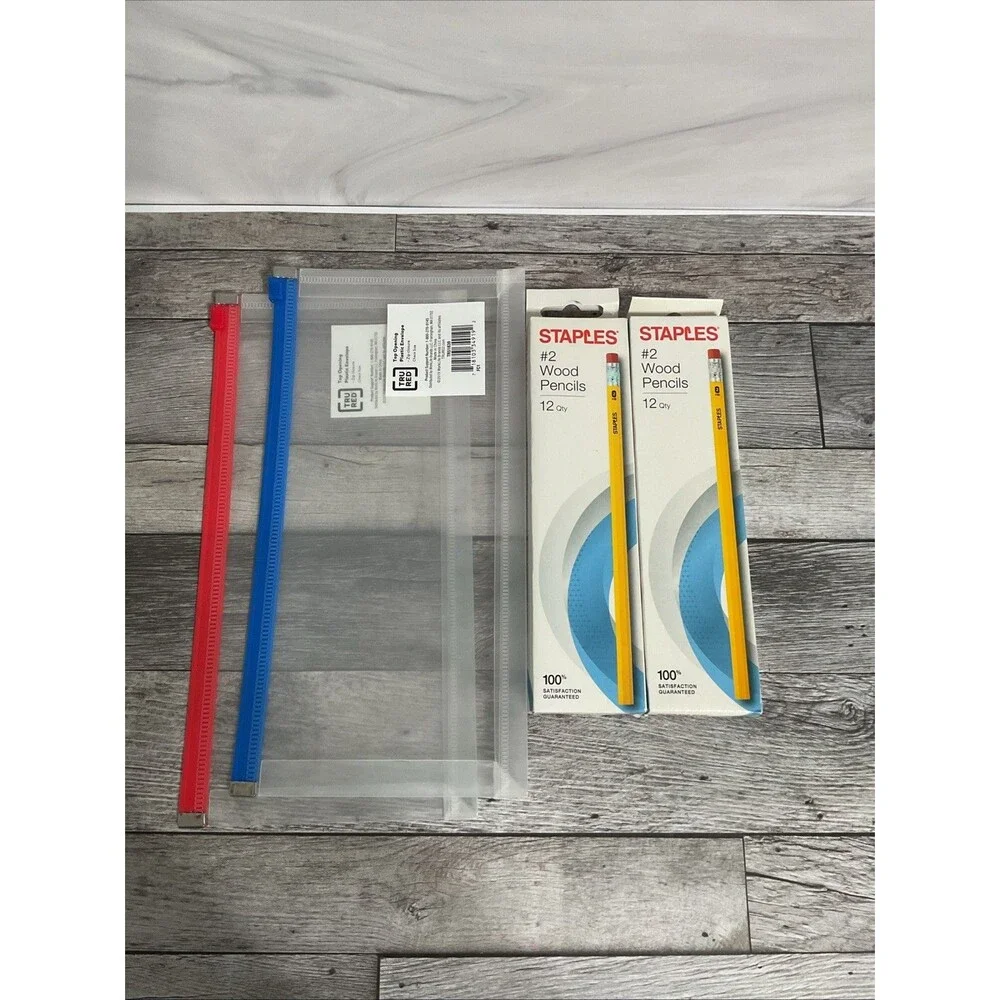 Staples Wood Pencils #2 Lead Latex-free Erasers 2 Boxes-12 Pencils Each